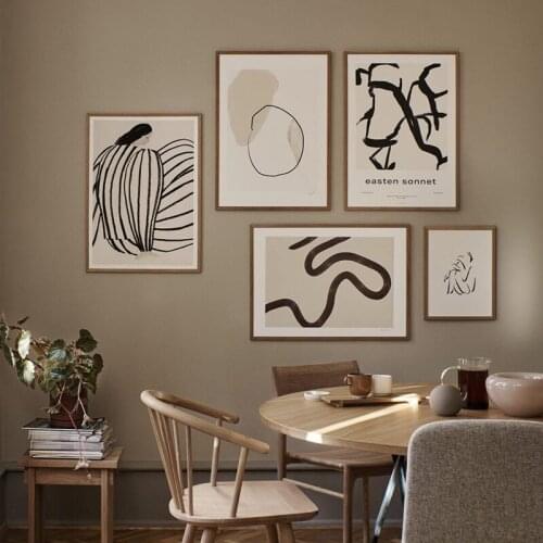 Simple and modern Nordic abstract black and white line art poster living room decoration painting porch mural picture printing