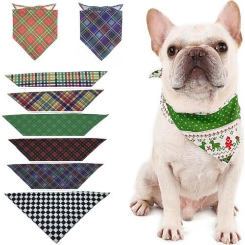 Dog Bandanas Large Pet Scarf Pet Bandana For Dog Cotton Plaid WashableBow ties Collar Cat Dog Scarf Large Dog Accessories