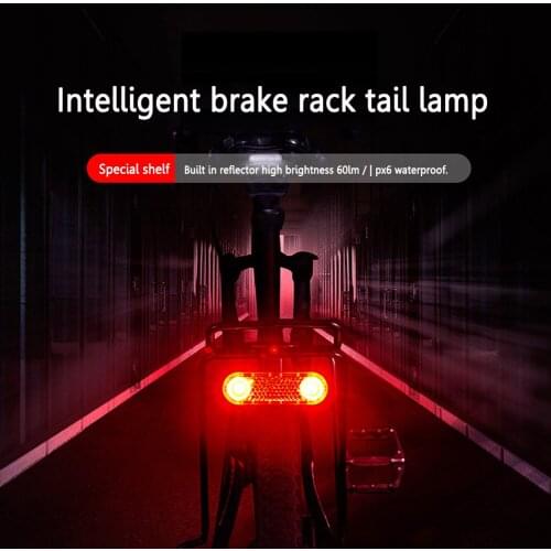 LED Bike Luggage Rack Taillight USB Charging Bicycle Rear Seat Reflective Lights Outdoor Night Ridding Safety Warning Lantern