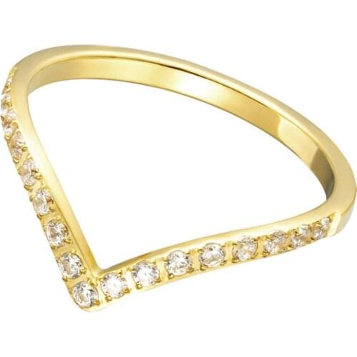 Unique Design V Shape CNC Inlaid Zircon Ring For Women Love Ring Titanium Steel Jewelry Mothers day Gift Anillo Wholesale