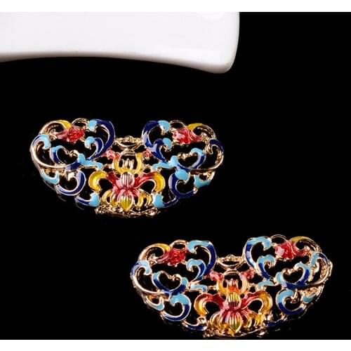 Chinese Lock Accessories for women Wedding Jewelry Decoration 10pcs big Vintage Blue Enamel Embellishments Button for sewing