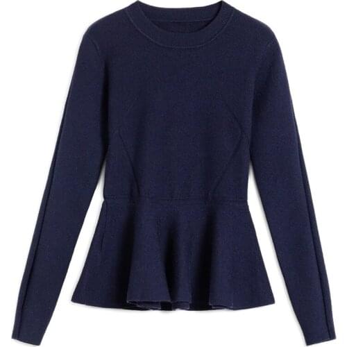 2019 Autumn Winter Long Sleeve Ruffle Pullover Women Sweater Knitted Sweaters O-Neck Tops Korean Pull Femme Jumper Female Black