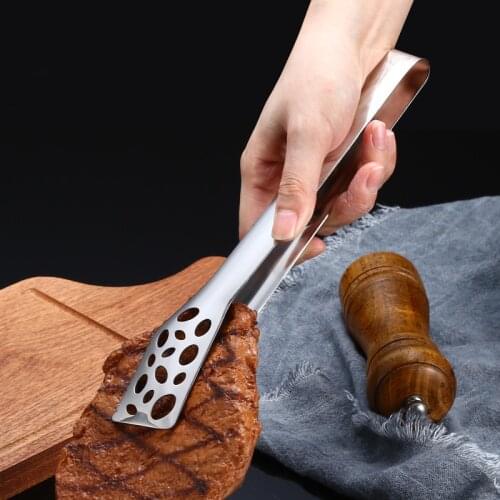 1pc Stainless Steel Kitchen Tong Heat Resistant Hollow-out Barbecue Tongs Food Tongs Home Kitchen Tools Bbq Tools Accessories