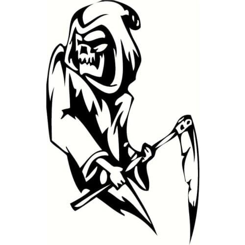 12.6*20.3CM Fun Halloween Death Car Stickers Vinyl Decals Cartoon Car Styling Black/Silver C7-1302