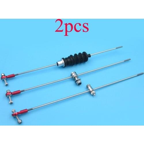 2PCS Model Boat Rudder Connection Part 2mm Servo Linkage Set M2 Ball Joint+Rubber Bellow/Stopper/Adjuster+110-300mm Push Rod Kit