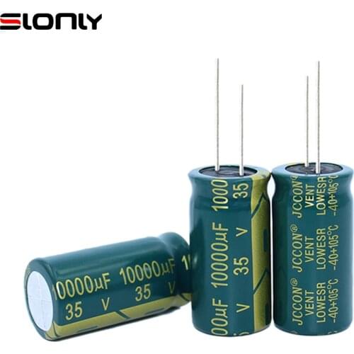 3pcs-15pcs/lots of 18x35mm 10000uF 35V JCCON Pitch 7.5mm Green Gold Audio Amplifier High Frequency Low Resistance Capacitors