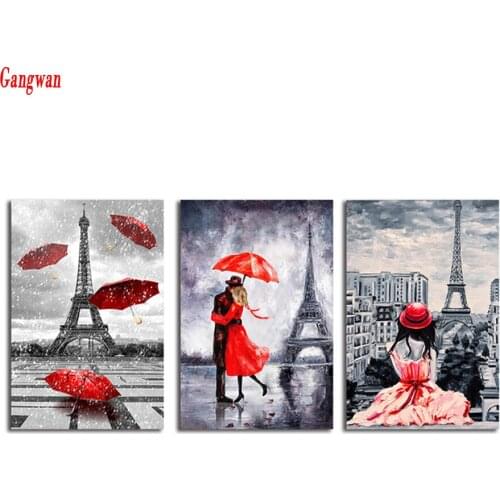 3pcs,Diamond Embroidery,Paris,Tower,Street,Love,5D,diy Diamond Painting Cross Stitch,3d picture,Diamond Mosaic,wedding Decor