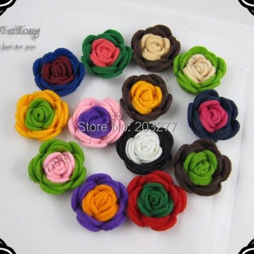 3CM double color felt flower Non-woven flowers 36pcs/lot 13color for your choose Free shipping