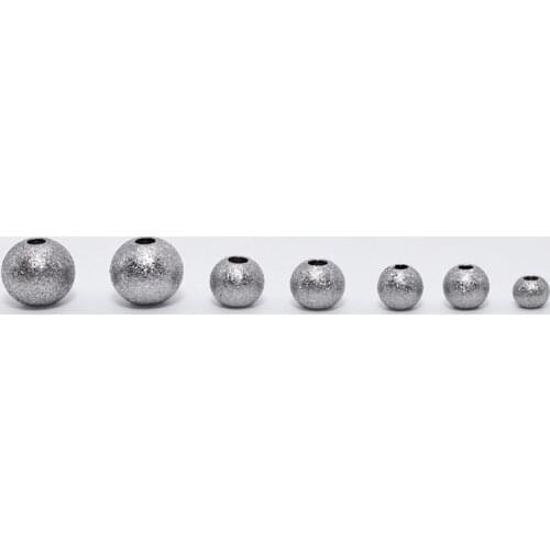 30pcs Stainless Steel Solid Round 2 3 4 5 6 8mm Frosted Loose Charm Beads with Big Hole Fit DIY European Jewelry Making Crafts