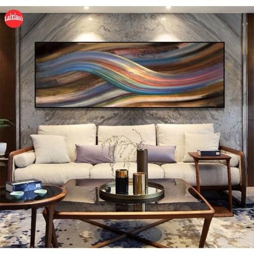 5D DIY Diamond Painting Abstract art, rainbow stripes Hot selling home cross stitch full squareround diamond embroidery mosaic