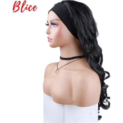 Blice 22Inch Long Natural Wave Headband Synthetic Hair Wigs For African American Women Kanekalon Extension Daily Full Curly Wig