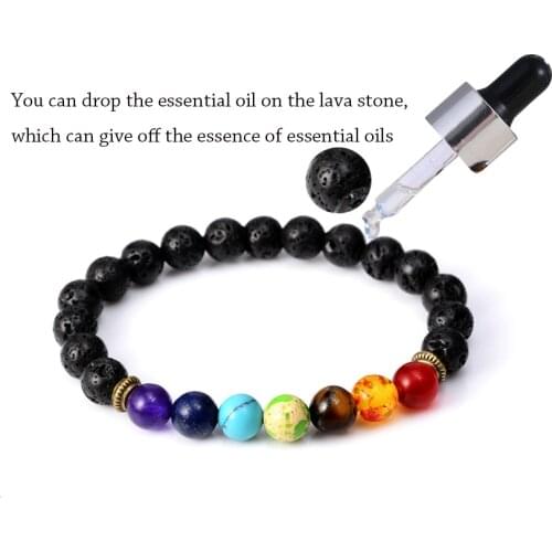7 Chakra Bracelet Essential Oils Diffuser Lava Healing Balance Beads Reiki Buddha Natural Stone Yoga Lion Bracelet For Women Men