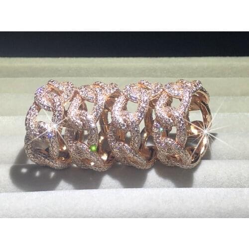 Brand Sparkling 925 Sterling Silver Rings For Women Luxury Hollow out Chain painting full stone Diamond Ring Wedding Jewelry