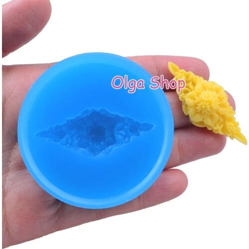 HYL011 46.1mm x 18.3mm Flower Silicone Mold Fondant Cake Decoration Candy Resin Clay Earrings Necklace Craft Soap Candle