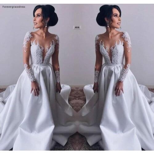 Cheap Long Sleeves Wedding Dress White Ivory Appliques Country Garden Church Formal Bridal Gown Custom Made Plus Size