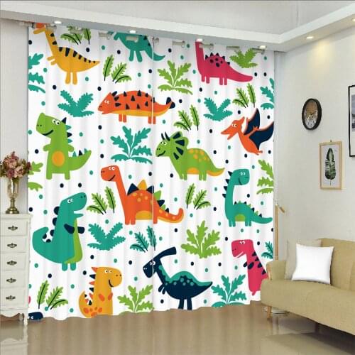 Kids Dinosaur Curtains Window Curtains for Boys Bedroom Cartoon Dino Window Drapes Curtains Girls Baby Room Decor