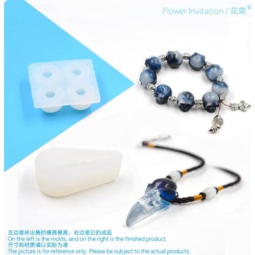 DIY 3D Raven Crow Skull Resin Mold UV Glue Silicone Pendant Bead Skeleton Head Mould For Halloween Jewelry Craft