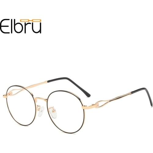 Elbru Retro Hollow Round Metal Glasses Frame College Style Clear Lens Eye Glasses For Men Women Oversized Optical Glasses