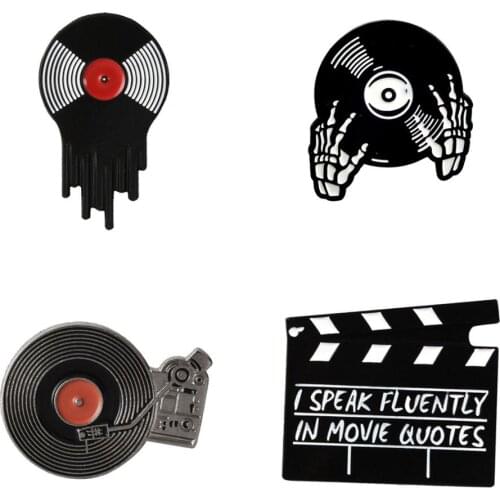 Black Record Art Enamel Pin Badges For Women Vintage Enamel Brooch Badges For Backpack Pins Metal Jewelry Brooches For Backpack