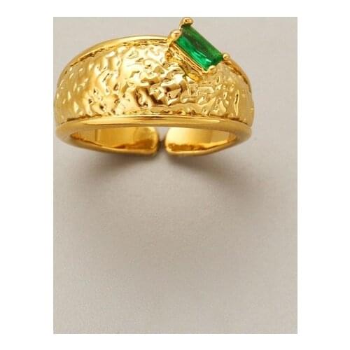 European and American luxury green womens fashion geometric trend retro open ring