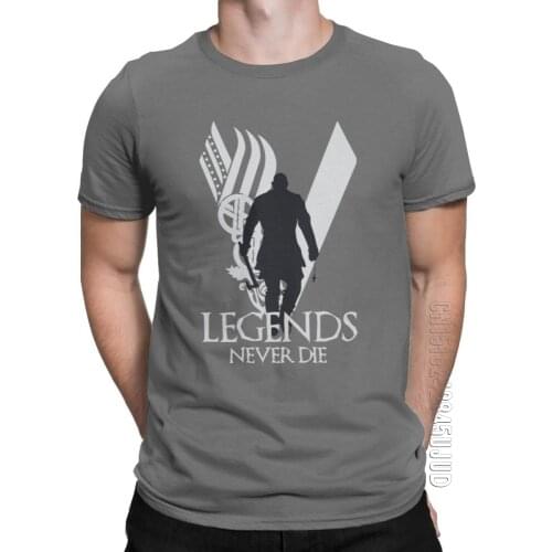 Mens Legends Never Die Vikings T Shirts Odin Valhalla Viking O-Neck Clothes Funny 100% Cotton Tee Shirt New Arrival T-Shirts