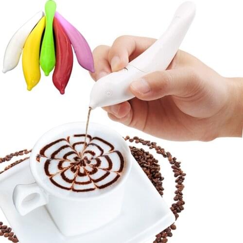 Art Pen Electrical Coffee Carving Pen Creative Cake Spice Decoration Pen Barista Coffee Latte Stencils Template Cake Cappuccino
