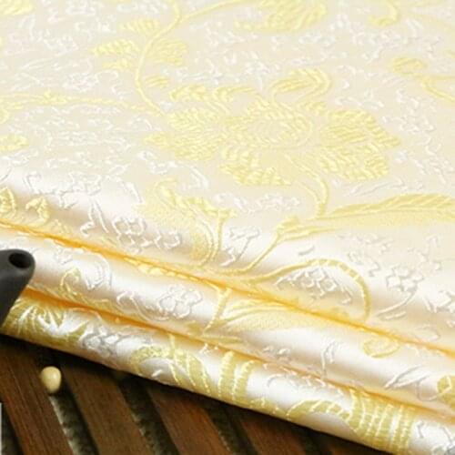 Royal Gold Feathers Brocade Fabric Jacquard Apparel 50x72cm Costume patchwork fabric Upholstery Furnishing Curtain Materil Decor