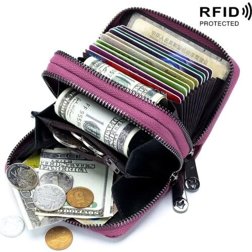 RFID Wallet For Credit Cards Bag Women Wallets Womens Card Bag Small Money Bag Mini Purse Split Leather Card Case Card Holder
