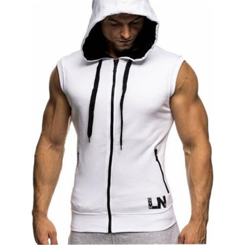 5 Colors Mens Jacket Zipper Jackets Men Sleeveless Tanktop Hooded Clothing Tanks Hoody Black White Vests Men Streetwear