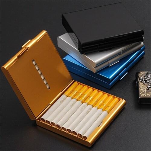 Metal Cigarettes Cases Ultra-thin Folio Cigarette Clip Portable Tobacco Holder Storage Box Personality Smoker Gift Smoking Tool