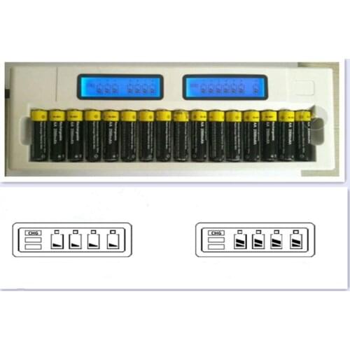 Multi-function 16 Solts LCD Smart Cells Battery Charger AA AAA Ni-MH Ni-Cd 16-Slot Fast Batteries Charger repair KTV