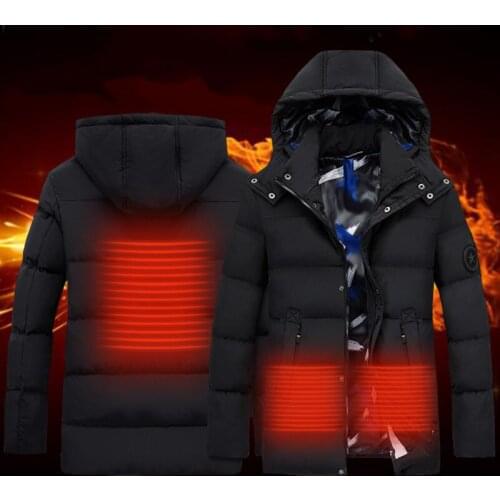 2019 Men Women Winter Waterproof USB Infrared Heated Hooded Jacket Electric Thermal Clothing Coat For Sports Climbing Hiking
