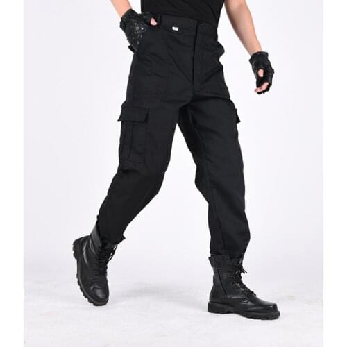 Men Solid Color Multi Pockets Training Long Cargo Pants Hiking Straight Trousers Mens Clothing 2021 брюки карго мужские