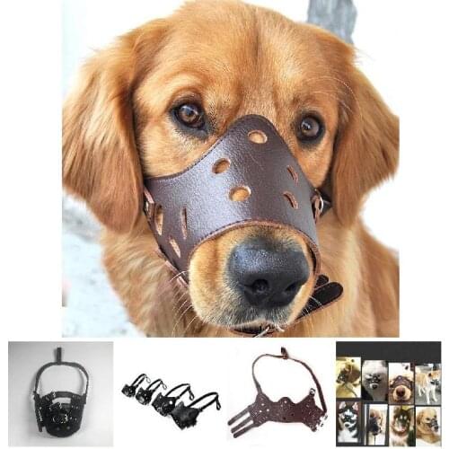 PU Leather Pet Dog Anti Bite Muzzle Adjustable Mask Grooming for Dogs Pet Trainings 2017ing