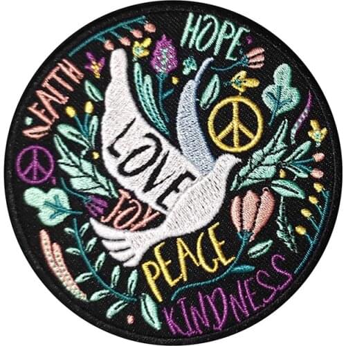 Love Peace Embroidery Patches Iron on Custom Logo Heat Pressing Designer Appliques Hats Shirts Clothing Decoration Free Shipping