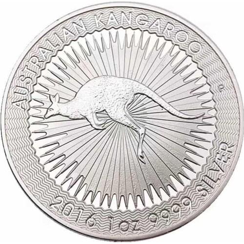 Non-Magnetic Australia 1 OZ .999 Silver Coins 2016 Kangaroo Animal Elizabeth One Troy Ounce Replica Coins Souvenir Gifts