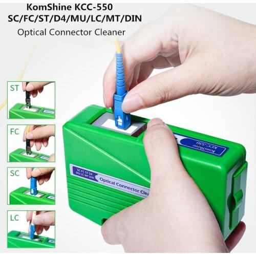 FTTH KomShine KCC-550 SC FC ST LC MU MT D4 DIN Optical Connector Cleaner Cleaning Box Cleaning Tool 500+ Times Green