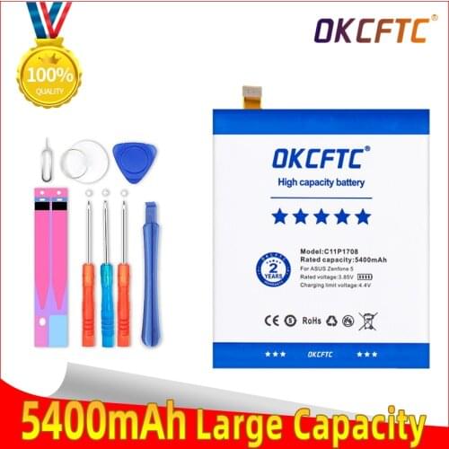 Original OKCFTC High Capacity C11P1708 Phone Battery For Asus Per ZenFone 5 ZE620KL 5400mAh +Free Tools