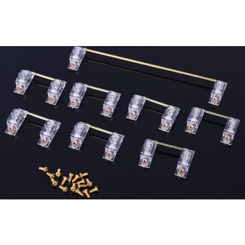PCB Mounted Screw-in Cherry Clear Gold Plated PCB Stabilizers Satellite Axis 6.25u 2u For Mechanical Keyboard Modifier Keys