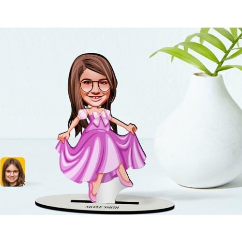 Personalized Female Child Princess Caricature Of Wooden Trinket Model-1 Reliable Modern Simple Gift Special Design Good Quality Surprise moment
