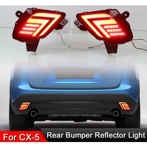 LED Rear Bumper Reflector lights For Mazda CX-5 CX5 2012-2016 funcntions as LED Rear Bumper Brake Light Dynamic Turn light
