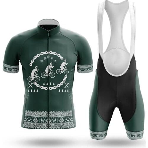 Reindeers On Bikes Cycling Jersey Set Sport Team Bike Men Clothing Quick Dry Summer Sleeve Cycling Road Ride Shirt Bib Short Gel