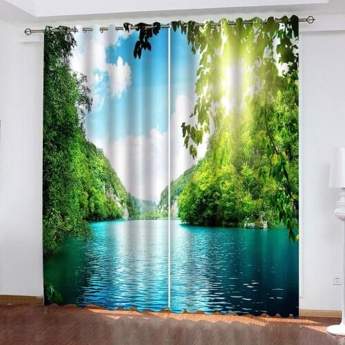 Custom 3D Blackout Curtain Modern Living Room Bedroom Hotel Immortal Scenery Of Landscape And Earth Home Decoration