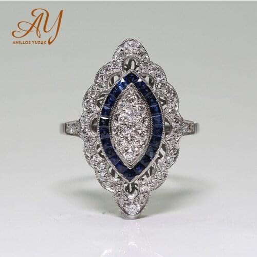 Anillos Yuzuk 925 Sterling Silver Jewelry Unique Design Blue Gemstone Female Zircon Ring For Women Wedding Engagement Rings