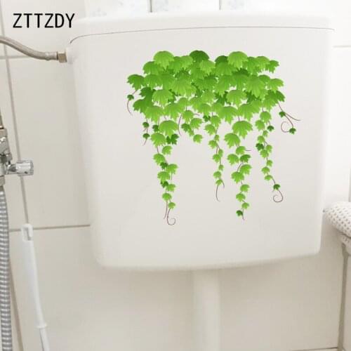 ZTTZDY 24.3×24.3CM Fresh Vines Cartoon Plant WC Toilet Decoration Fashion Home Wall Stickers T6-0191