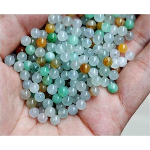 10PCS Natural Jade Jadeite Loose Beads Ice Specias Round Smooth Loose Bead 5mm