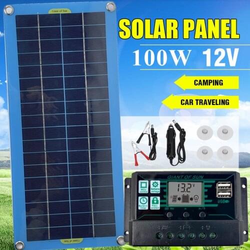 100W Solar Panel Outdoor Protable Phone Power Supply Charging Board Waterproof w/ MPPT Controller USB & Type-C Port for iphone12