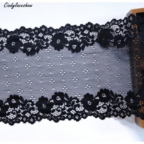 19.5 cm 2 Yards Stretch Black Lace Elastic Trimmings DIY Clothes Accessories Bra Sewing Lace Appliques French Net Lace Fabrics