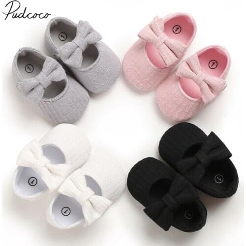 2020 Baby First Walkers Clothing Baby Shoes Newborn Infant Pram Girls Princess Moccasins Bowknot Solid Soft Shoes