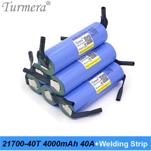21700 Battery 4000mah 40A INR21700-40T Rechargeable Lithium Battery with Welding Strip to Screwdriver and E-bike battery Turmera
